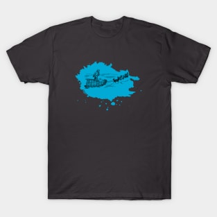 Husky Dog Sled Arctic Blue Splash T-Shirt